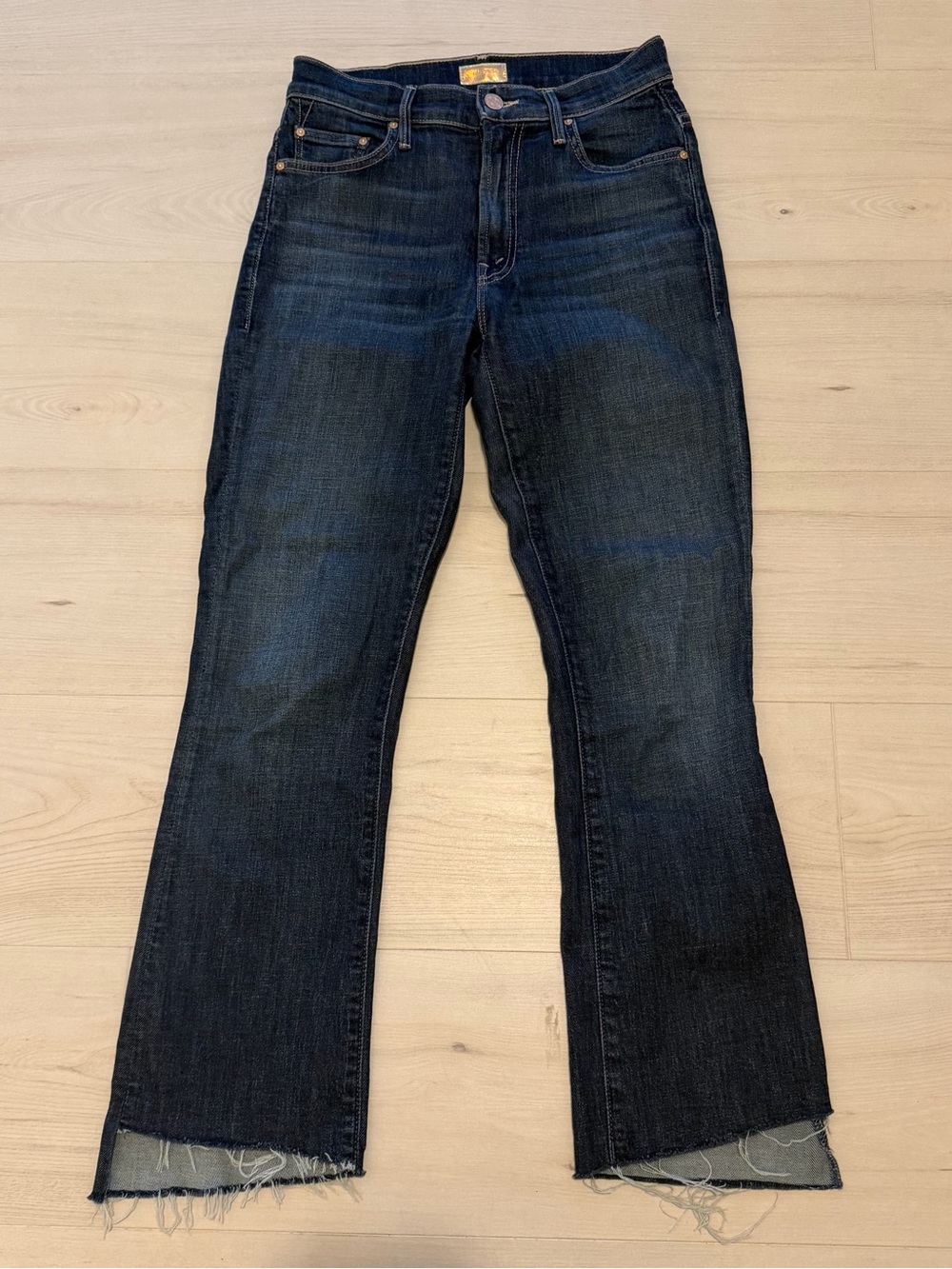 MOTHER Dark Blue The Insider Crop Step Fray Jeans 24